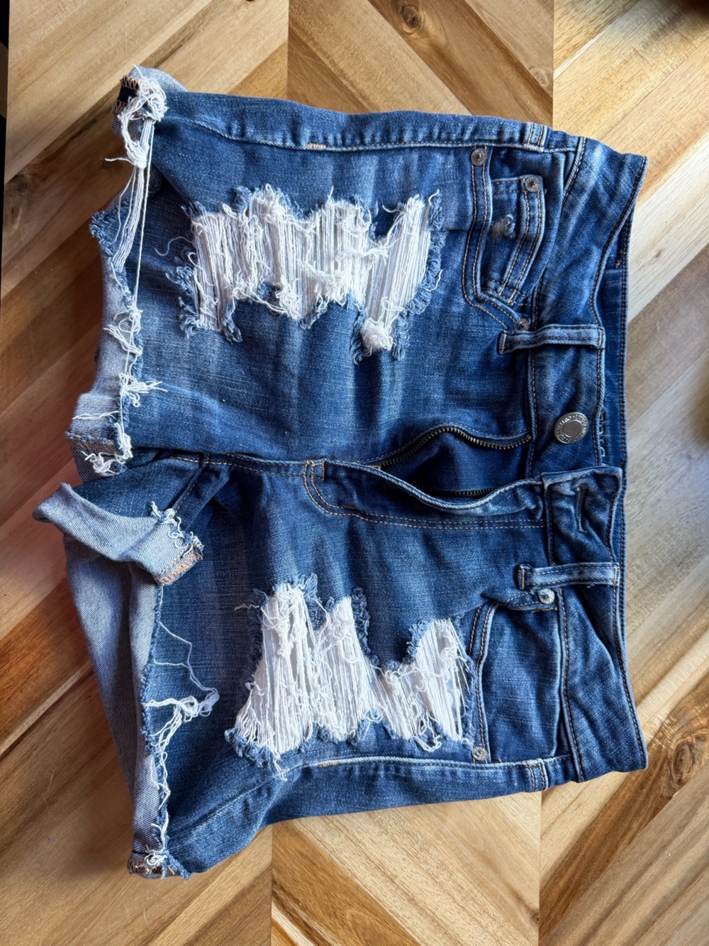 American Eagle Outfitters Distressed Blue Denim Jean Shorts